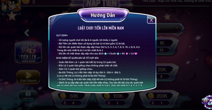 Chia sẻ luật chơi game Tiến Lên Miền Nam chi tiết 